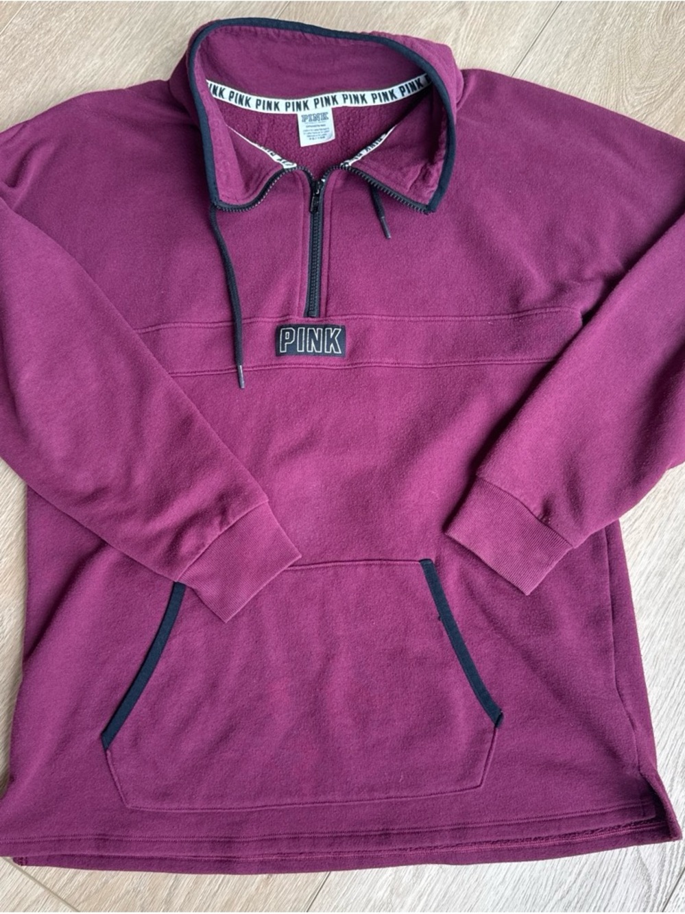 Victoria's Secret PINK Half-Zip Fleece Pullover - Wine/Berry